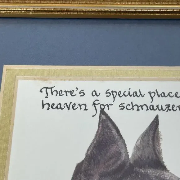 Vintage Schnauzer Framed Print Robert J May Heaven Quote Dog Wall Art 10x12 - Picture 11 of 16